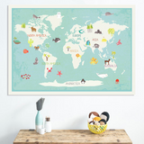 Interactive World Map 36x24 + 40 reusable stickers