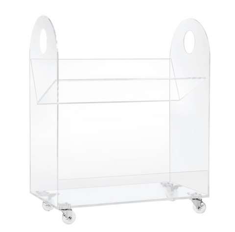 roll away bookcase lucite clear acrylic stylish