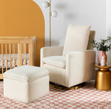 Babyletto Cali Pillowback Swivel Glider in Ivory Boucle + Cali ottoman