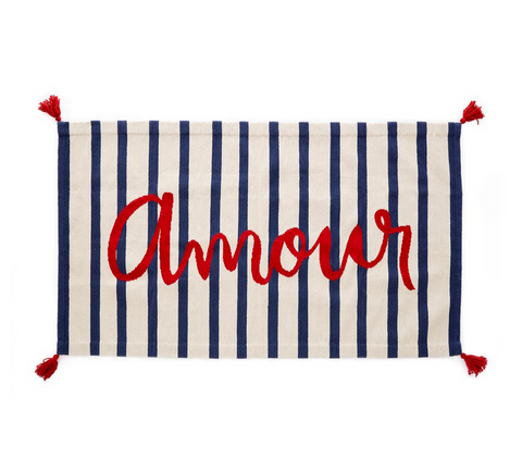 Amour RUg Oeuf  Love rug striped french 